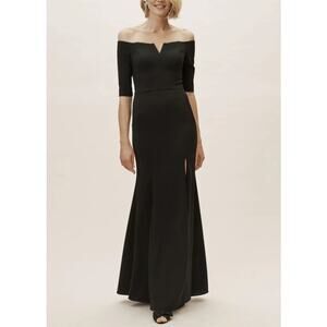 BHLDN Black Off-Shoulder Mini Dress